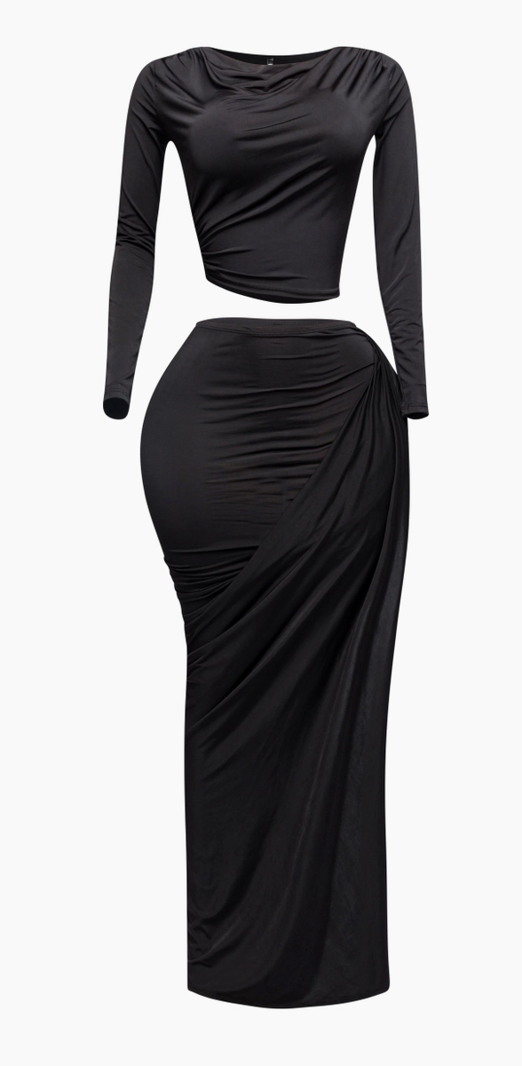 Maxie Twisted Open Slit Maxi Skirt and Top